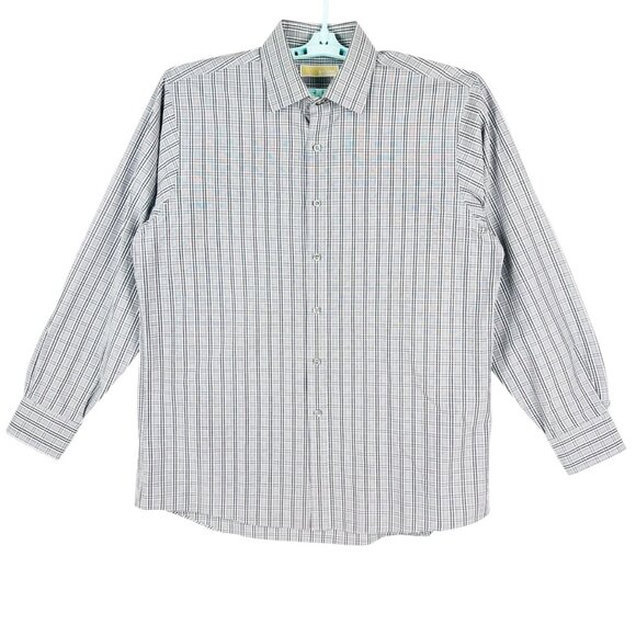 Michael Kors Men's Plaid Long Sleeve Button-Up Grey/Purple Shirt 16.5 34/35 NWOT - Picture 1 of 11